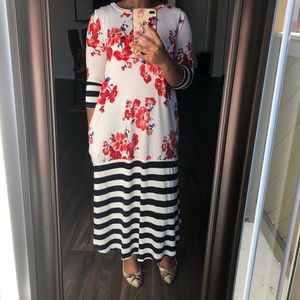 Floral Striped High-low Dress